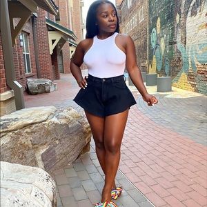 Black Vintage Flared shorts